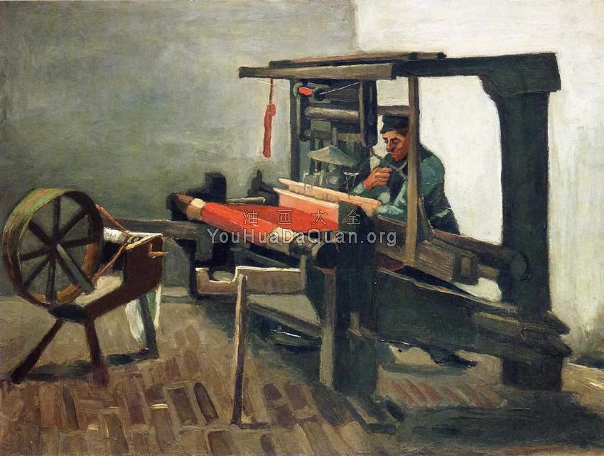 纺车前的织布工 - 文森特·威廉·梵高